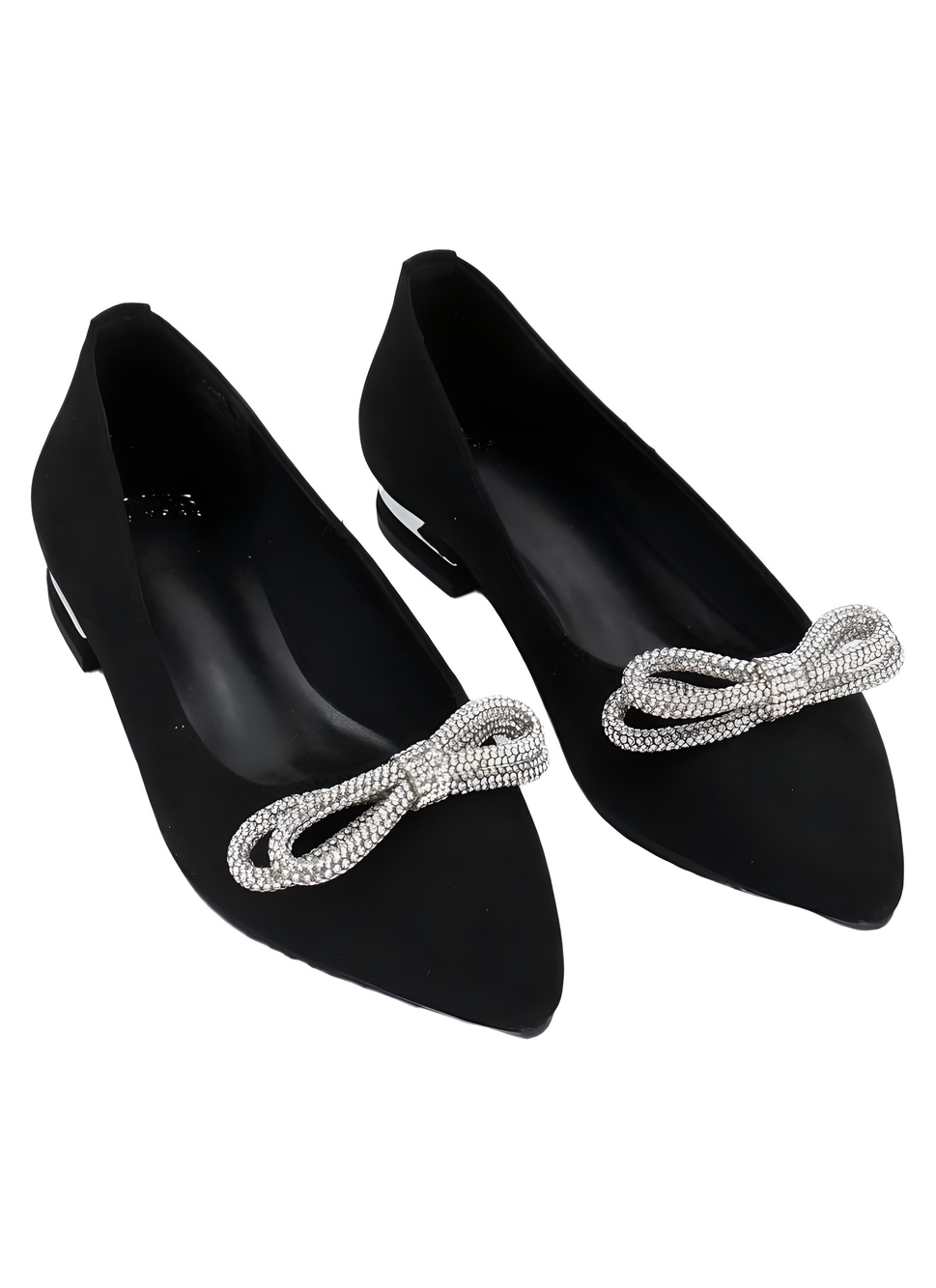 Jones New York Quinnie Black Micro Suede Rhinestone Bow Flats Size 8